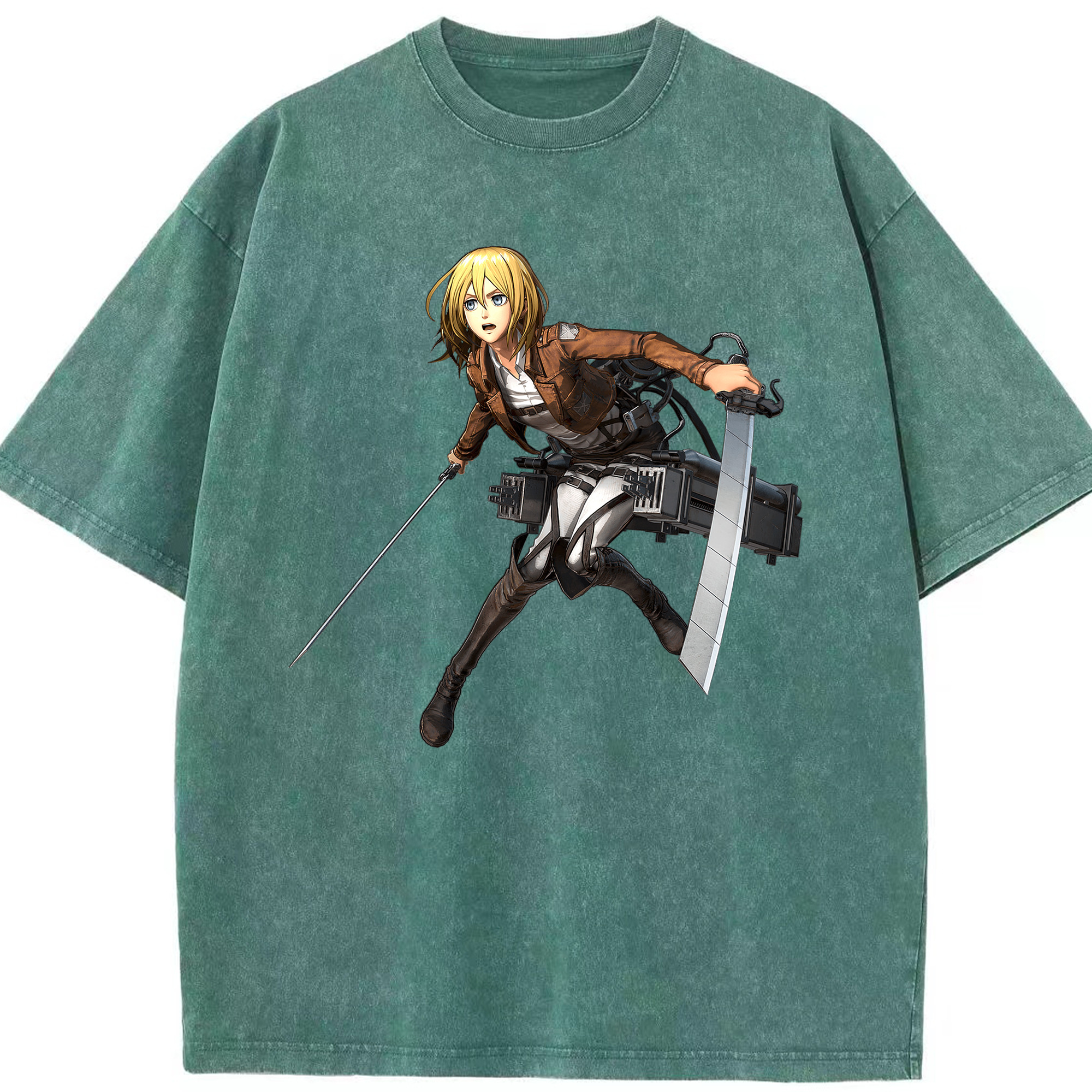 （画像用） 進撃の巨人 クリスタ·レンズ Attack on Titan Christa Lenz 綿100% ヴィンテージ風 半袖Tシャツ（フロントプリント）